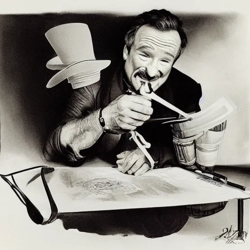 Image similar to Robin Williams printing papers by Salvador Dali