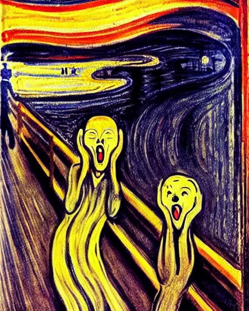 Prompt: The screaming fox, by Edvard Munch, Fox, The Scream