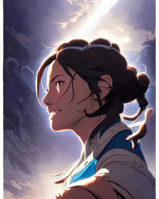 Prompt: korra from the legend of korra, character portrait, portrait, close up, concept art, intricate details, highly detailed by greg rutkowski, michael whelan and gustave dore