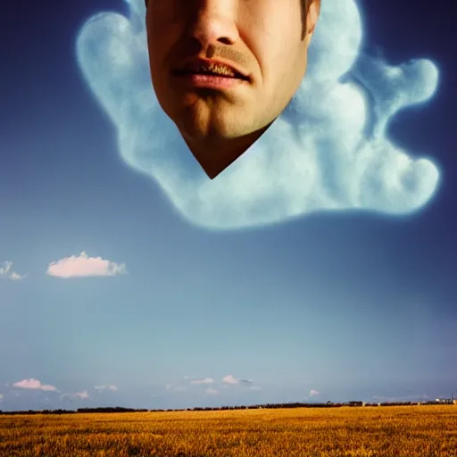 Image similar to a human look above and saw a face on the cloud