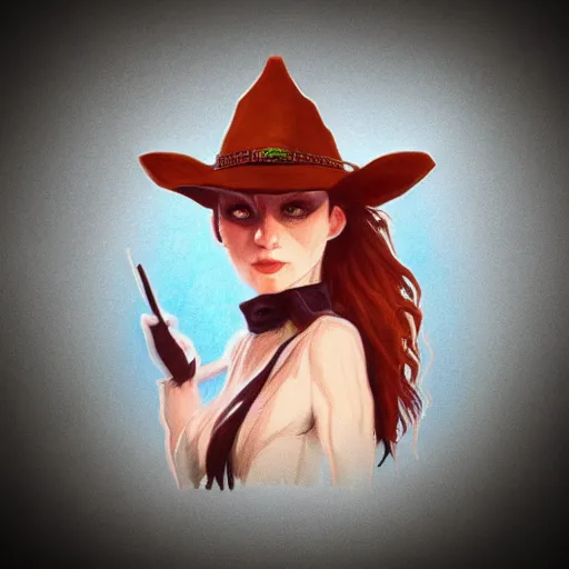 Prompt: beautiful cowboy witch, wild west, minimalist, concept art, colored pencil drawing, trending on artstation