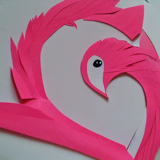 Prompt: flamingo paper art