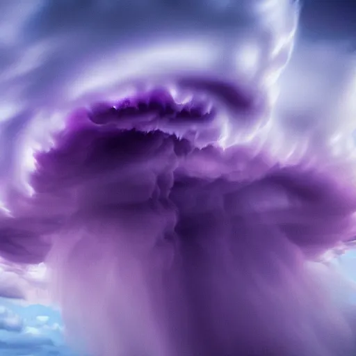 Image similar to amazing photo of purple clouds in the shape of a tornado, digital art, beautiful dramatic lighting