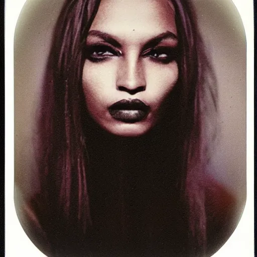 Image similar to polaroid of female drow face shot by Tarkovsky