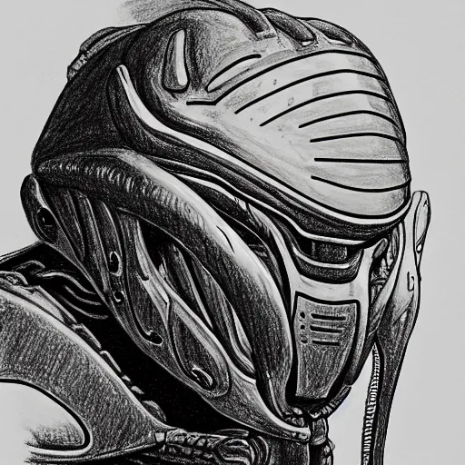 Prompt: a drawing of a futuristic predator in the style of Leonardo DaVinci