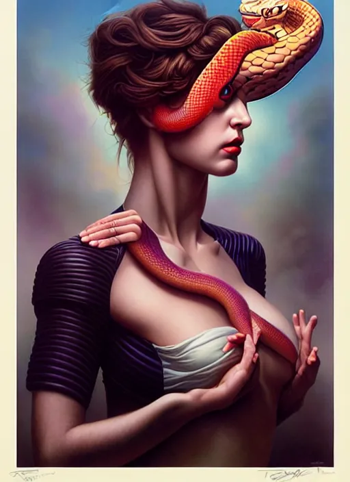 Image similar to snake portrait, by tristan eaton stanley artgerm and tom bagshaw.