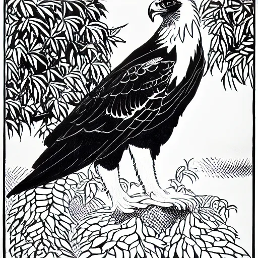 Image similar to high contrast golden eagle by aubrey beardsley, unreal engine