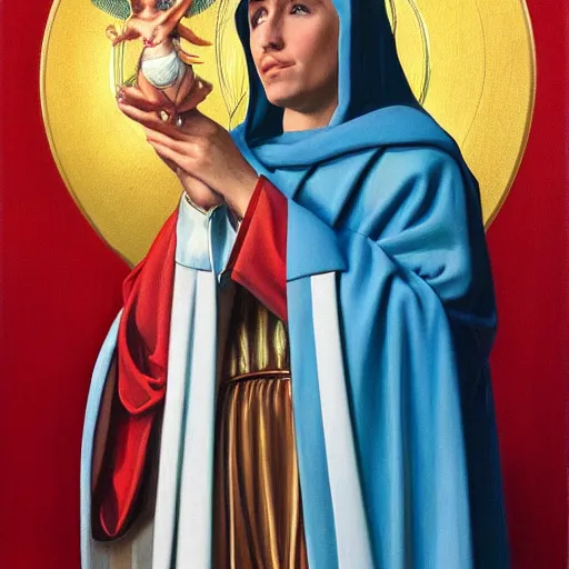 Image similar to a painting of trixie mattel as a byzantine saint by thomas blackshear