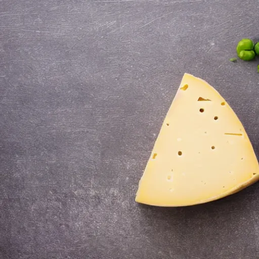 Image similar to a wedge of cheese with a green participation badge hanging from the side, stock art, 8K