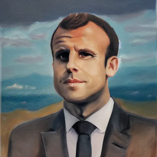 Prompt: a portrait of a macron in a scenic environment by tan shaun