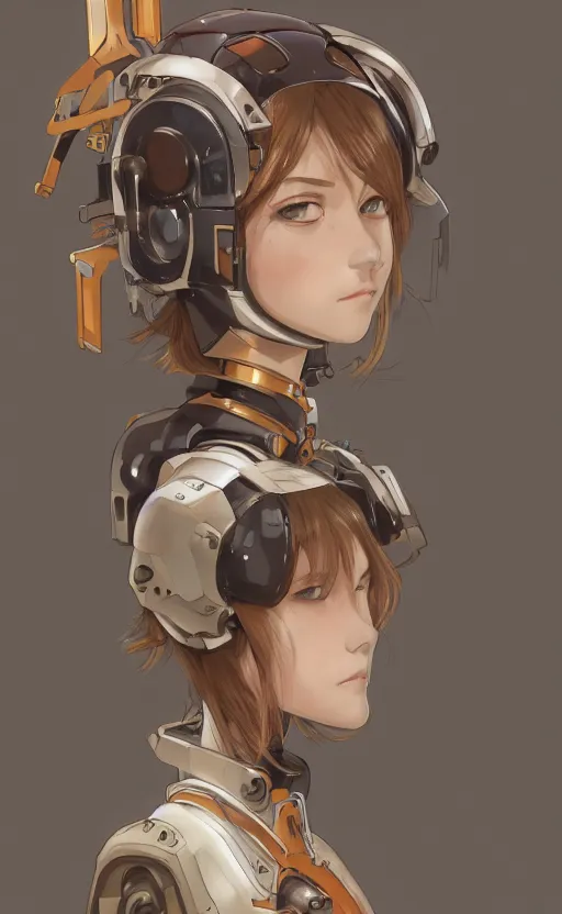 Prompt: a girl, fused mecha parts, vintage clothing, anime style, short hair, hair down, symmetrical facial features, from arknights, hyper realistic, 4 k, rule of thirds, extreme detail, detailed drawing, trending artstation, hd, d & d, realistic lighting, by alphonse mucha, greg rutkowski, sharp focus, backlit