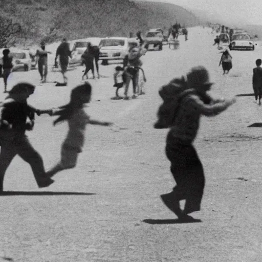 Image similar to a surreal photograph of immigrants crossing the us border, 4 k,