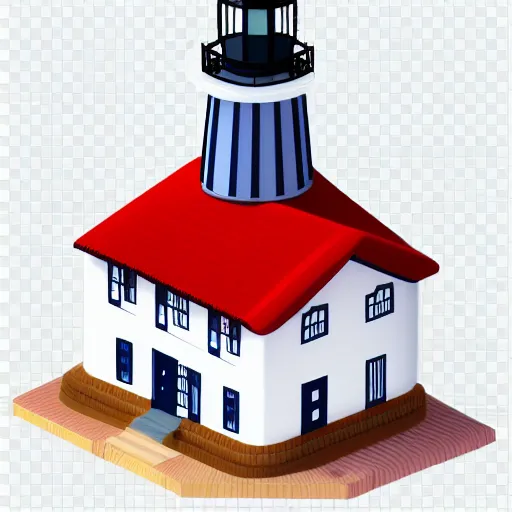 Prompt: isometic lighthouse model on transparent background