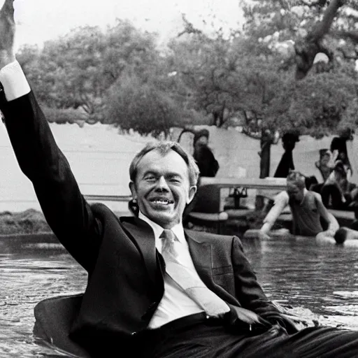 Prompt: tony blair bathing in corpses