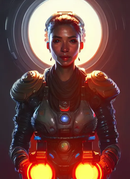 Image similar to portrait of apex legends doomsday, intricate, elegant, glowing lights, highly detailed, digital painting, artstation, glamor pose, concept art, smooth, sharp focus, illustration, art by artgerm and greg rutkowski, artey freytag