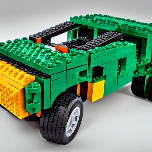 Image similar to a high-definition photograph of a huge caracal built of Lego bricks and Lego motors