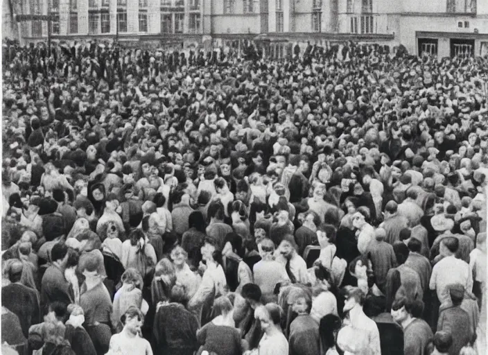 Prompt: huge crowd of thin people connected to a large single person via catheters by Aleksandr Deyneka and Andrei Popov,