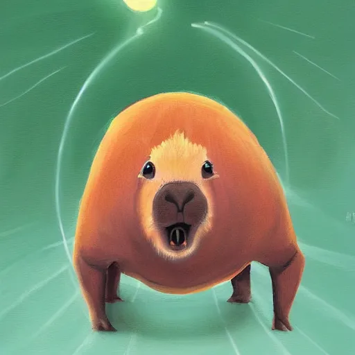 Prompt: a detailed painting of an adorable capybara superhero by pixar, new contemporary art, colorful