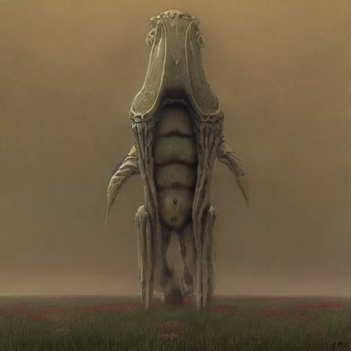 Prompt: squidward boss in style of shadow of the colossus by zdzisław beksiński