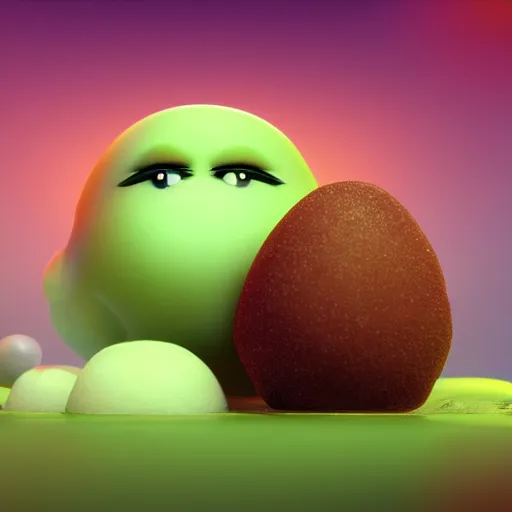 Image similar to portrait of a cannabis flavoured cute mochi snowball character. octane 8 k render by eyvind earle