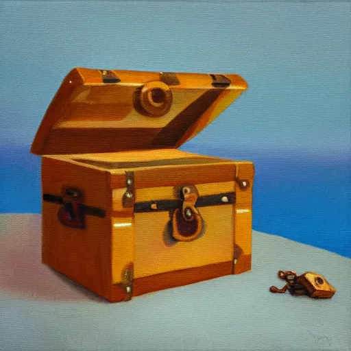 Image similar to stabilityai and openai keeping the secret model inside a treasure chest, oil canvas