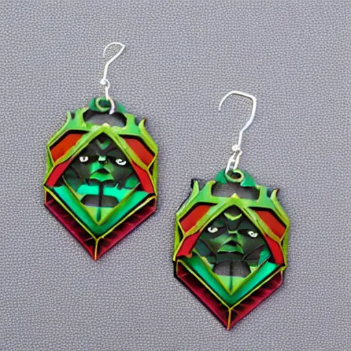 Image similar to lasercut segmented 2d earrings, from world of warcraft