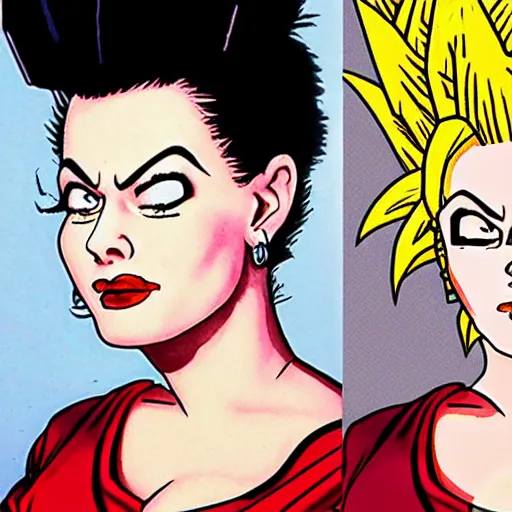 Image similar to portrait of lucille ball in the style of dragon ball z, super saiyain