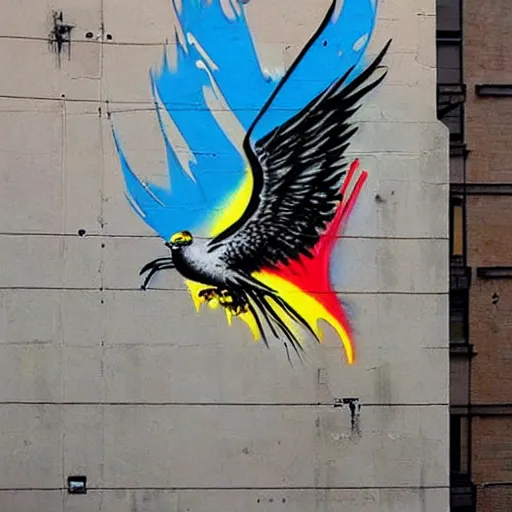 Image similar to Phoenix, street art by bansky