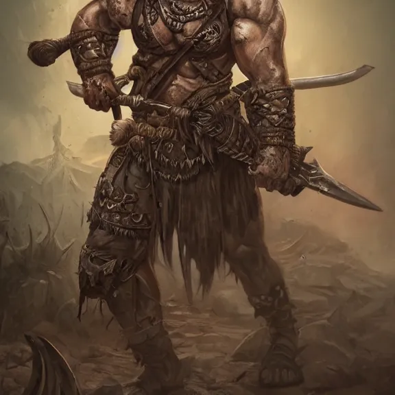 Image similar to Barbarian Warrior , body covered in war tattoos and wicca runes , D&D, fantasy, highly detailed, digital art, trending on artstation, smooth, sharp focus, illustration, art by Peter Tang and artgem