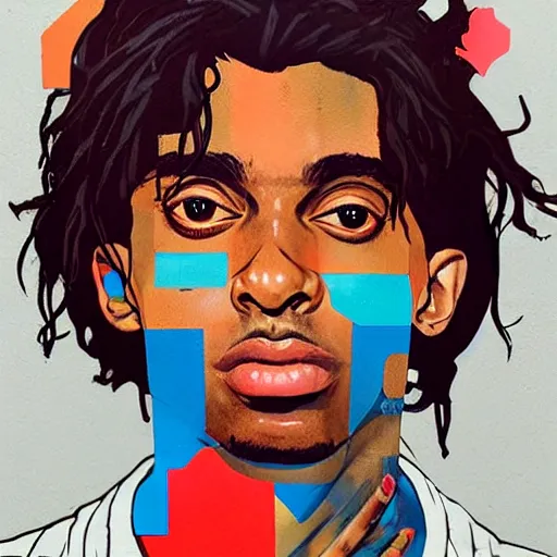 Prompt: Playboi Carti x YSL Profile Picture by Sachin Teng, asymmetrical, Organic Painting , Matte Painting, geometric shapes, hard edges, graffiti, street art,:2 by Sachin Teng:4