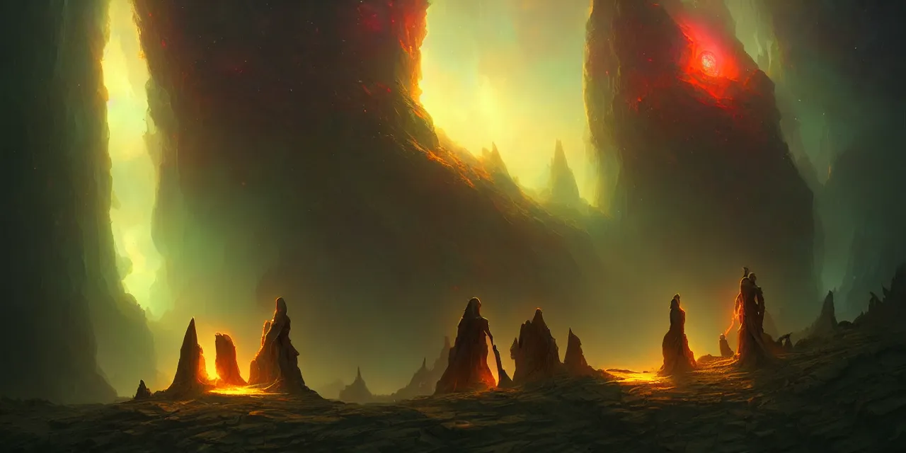 Image similar to the end of eternity, atmospheric lighting, intricate, volumetric lighting, beautiful, sharp focus, ultra detailed, in the art style of marc simonetti, bowater charlie and brom gerald, astrophotography