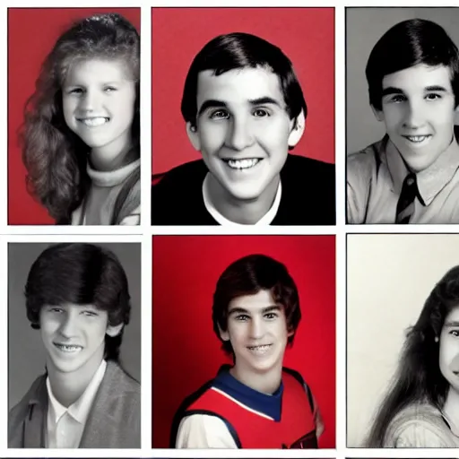 Prompt: 1985 high school year book headshot photos