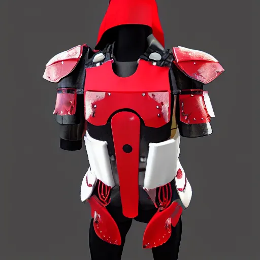 Image similar to futuristic red and white swat armor