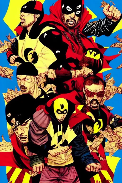 Prompt: wutang clan!!, chris bachalo comic art, pop art, no duplicate image, pixel art, ultra details, ultra realistic, digital painting, artstation, concept art, smooth, sharp focus, identical, illustration, intecrate details, art by richard hamilton and mimmo rottela, pixels art by kirokaze and paul robertson