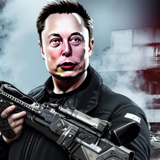 Image similar to Elon Musk as an enemy in Call of Duty videogame