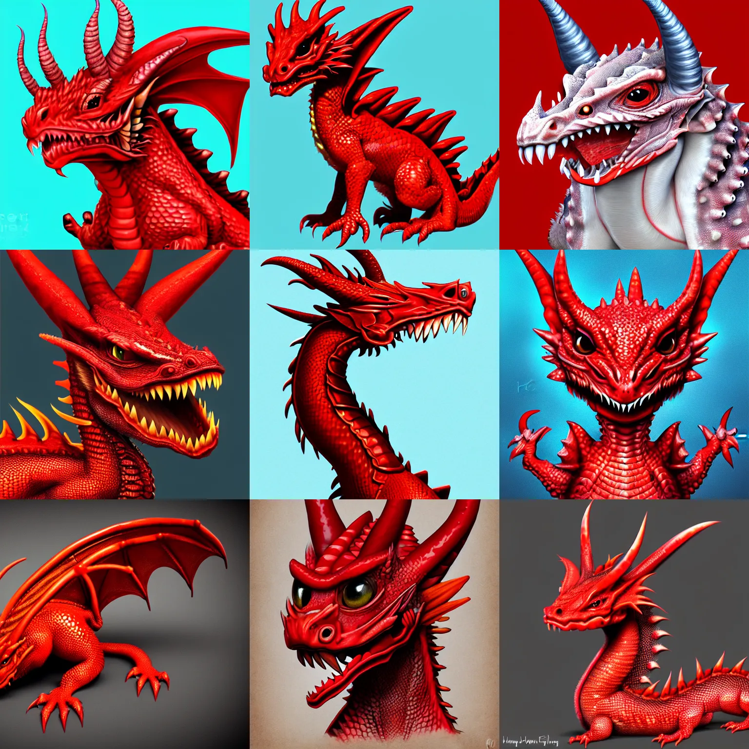 Prompt: a red dragonling pet with horns, mugshot, highly detailed illustration, 4k digital art