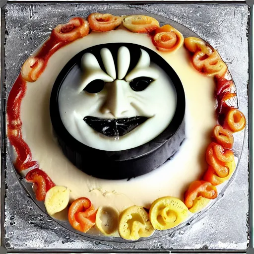 Prompt: pablo cheese cake designed by h.r. giger