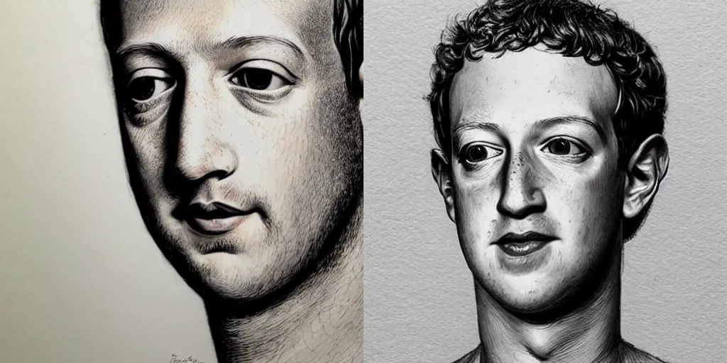 Prompt: 1700s portrait close up mark zuckerberg , hatching!!!! textured !!! paper texture !!!! natural color pencil art by adonna khare