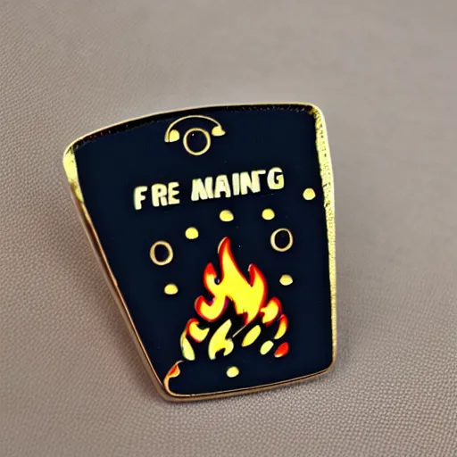 Image similar to retro minimalistic clean fire warning enamel pin