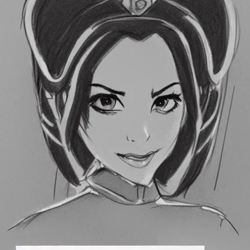 Image similar to milt kahl sketch of victoria justice as princess padme from star wars episode 3