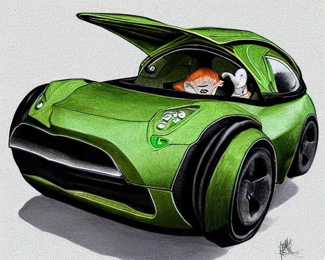 Prompt: car design in the style of baby yoda, amazing concept art, award - winning photorealistic illustration hdr 8 k