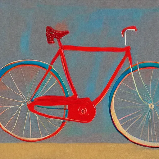 Image similar to a bicycle, painted in the style of pablo amaringo