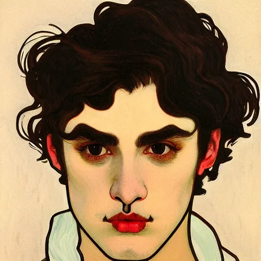 Image similar to painting of young cute handsome beautiful dark medium wavy hair man in his 2 0 s named shadow taehyung at the halloween pumpkin jack o'lantern party, depressed, melancholy, autumn, japan, elegant, clear, painting, stylized, delicate, soft facial features, delicate facial features, soft art, art by alphonse mucha, vincent van gogh, egon schiele