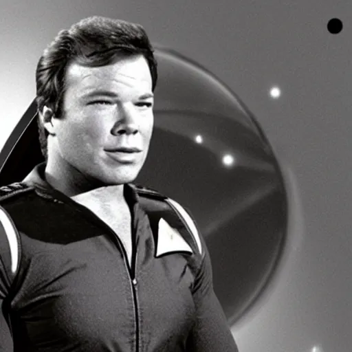 Image similar to young William Shatner as a starship captain