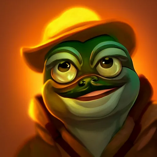 Image similar to pepe the miner, detailed, artstation, dramatic light