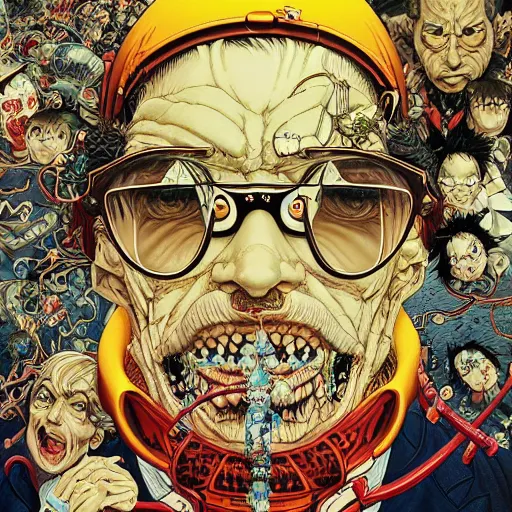 Prompt: portrait of crazy scientist, symmetrical, by yoichi hatakenaka, masamune shirow, josan gonzales and dan mumford, ayami kojima, takato yamamoto, barclay shaw, karol bak, yukito kishiro