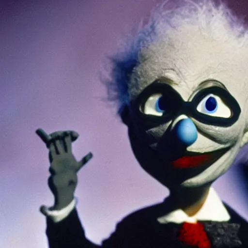 Prompt: Still of Sergio Mattarella in The Nightmare Before Christmas, claymation