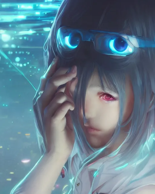 Image similar to saimin illustration of an anime girl's eyes being mind controlled by artgerm and wlop and greg rutkowski, digital art, extreme detail, realistic lighting, cinematic composition, concept art, sharp focus, colorful, photorealistic eyes, 8 k