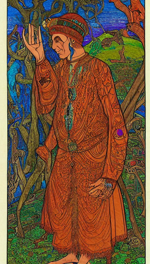 Prompt: portrait of a digital shaman, by ivan bilibin,