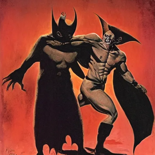 Image similar to nacho libre vs nosferatu, frank frazetta